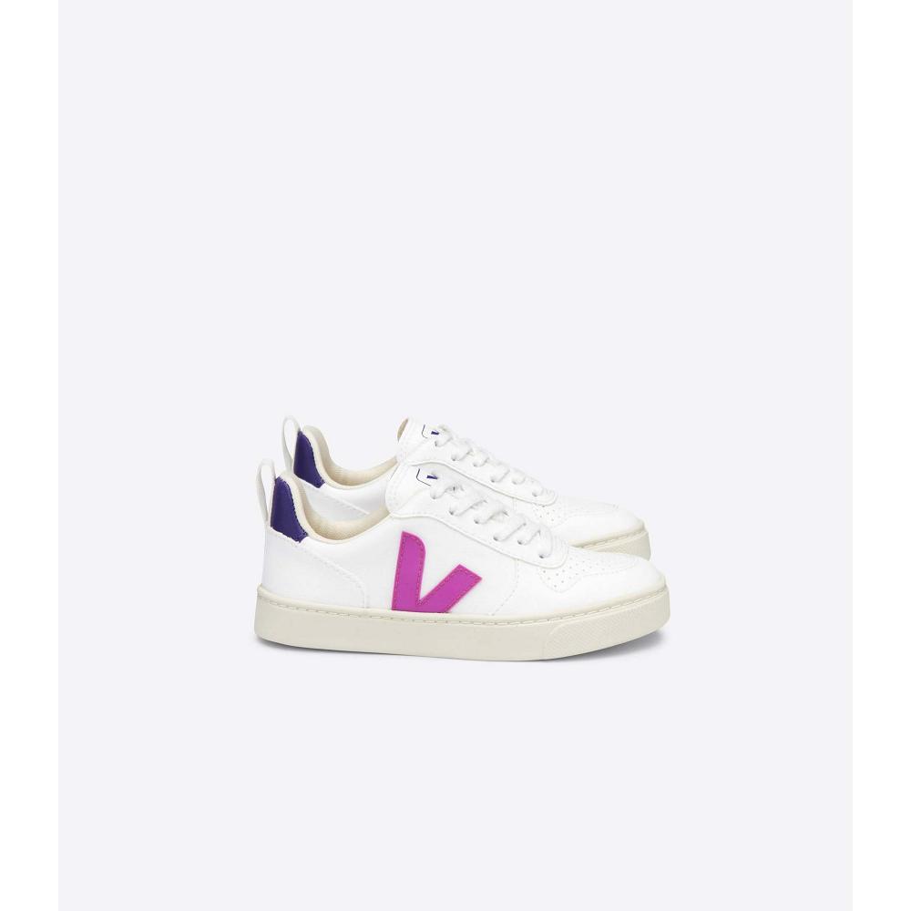 Kids\' Veja V-10 LACES CWL Shoes White/Purple | SG 793MQZ